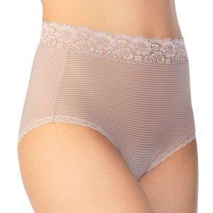 Vanity Fair NWT Toasted Coconut Stripe Flattering Lace Brief 13281 6 / M